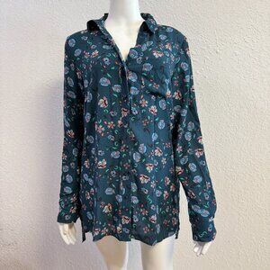 The Limited Ashton Tunic Hi-Lo Women's Blouse Floral Button Front (XS)